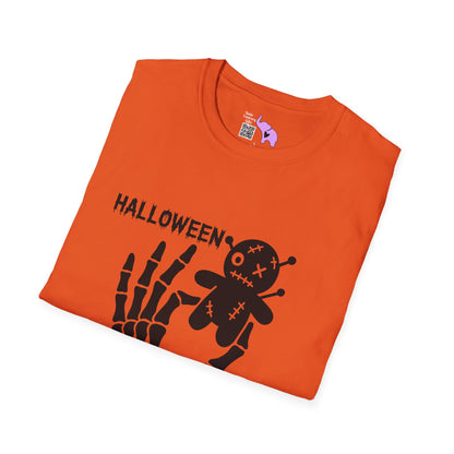 Halloween Vibes (Skeleton Hand & Voodoo Doll) Adult T-shirt