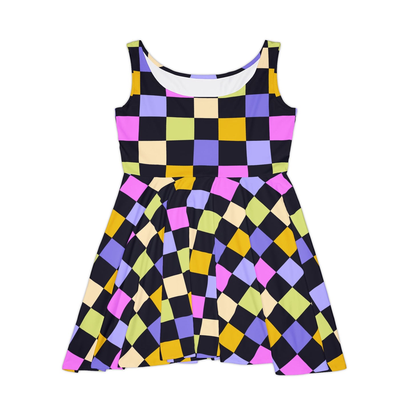 Joyful Checkerboard Women's Skater Dress