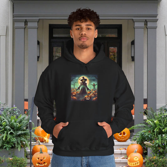 Halloween Scarecrow w/Pumpkins 4 Heavy Blend™ Hooded Sweatshirt