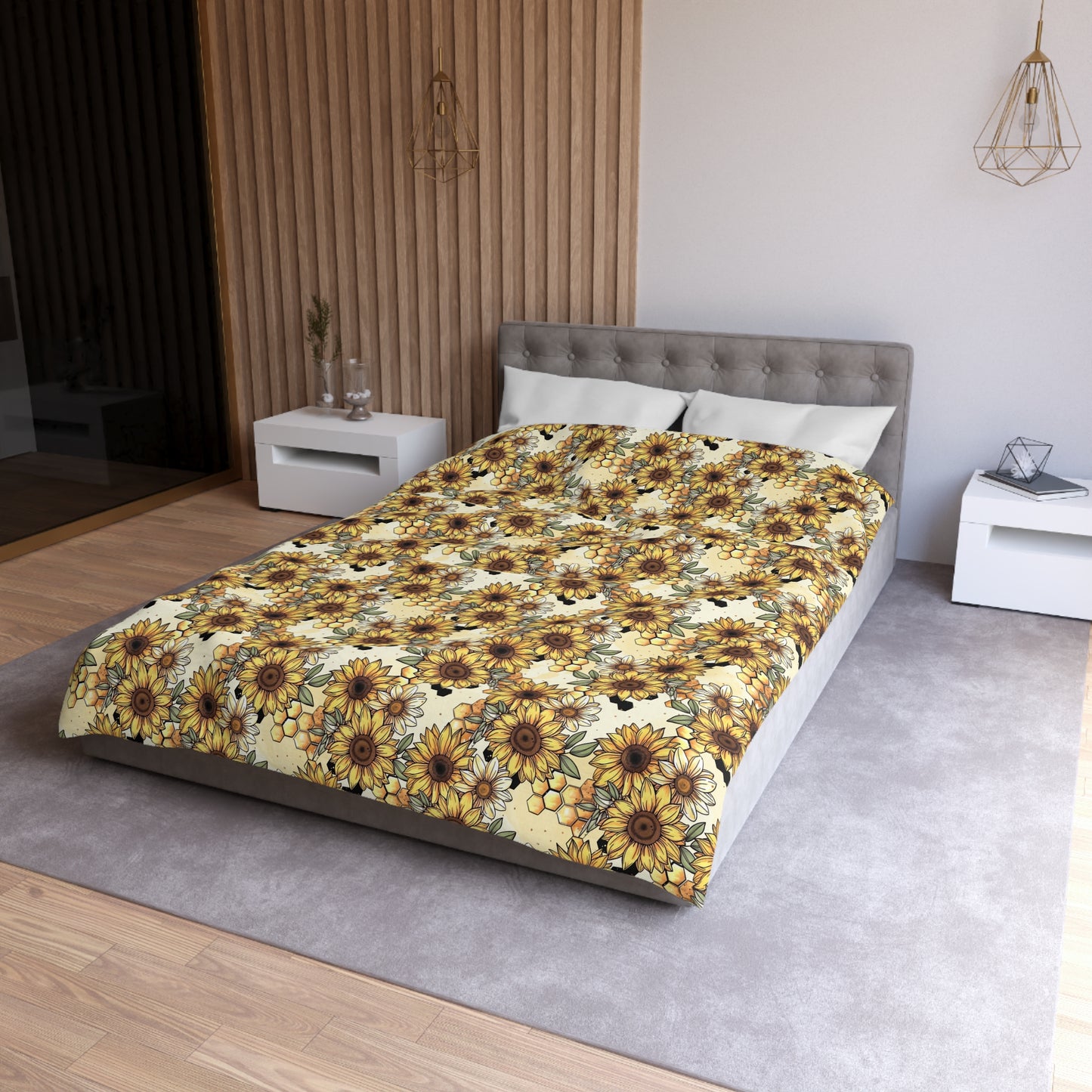 Honeycombs & Sunflowers Microfiber Duvet Cover