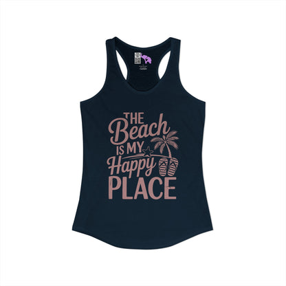 The Beach Is My Happy Place Women's Ideal Racerback Tank