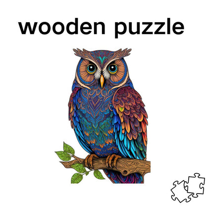 Vibrant Feathered Owl Wooden Puzzles