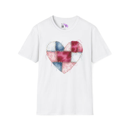 Patchwork Quilt Heart Adult T-shirt