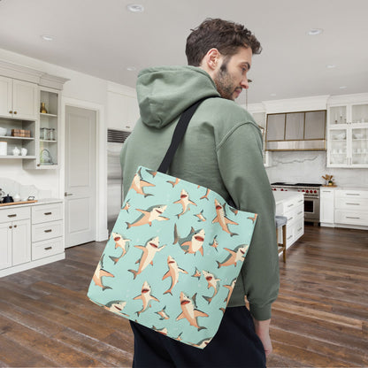 Aquamarine Sharks Canvas Tote Bag