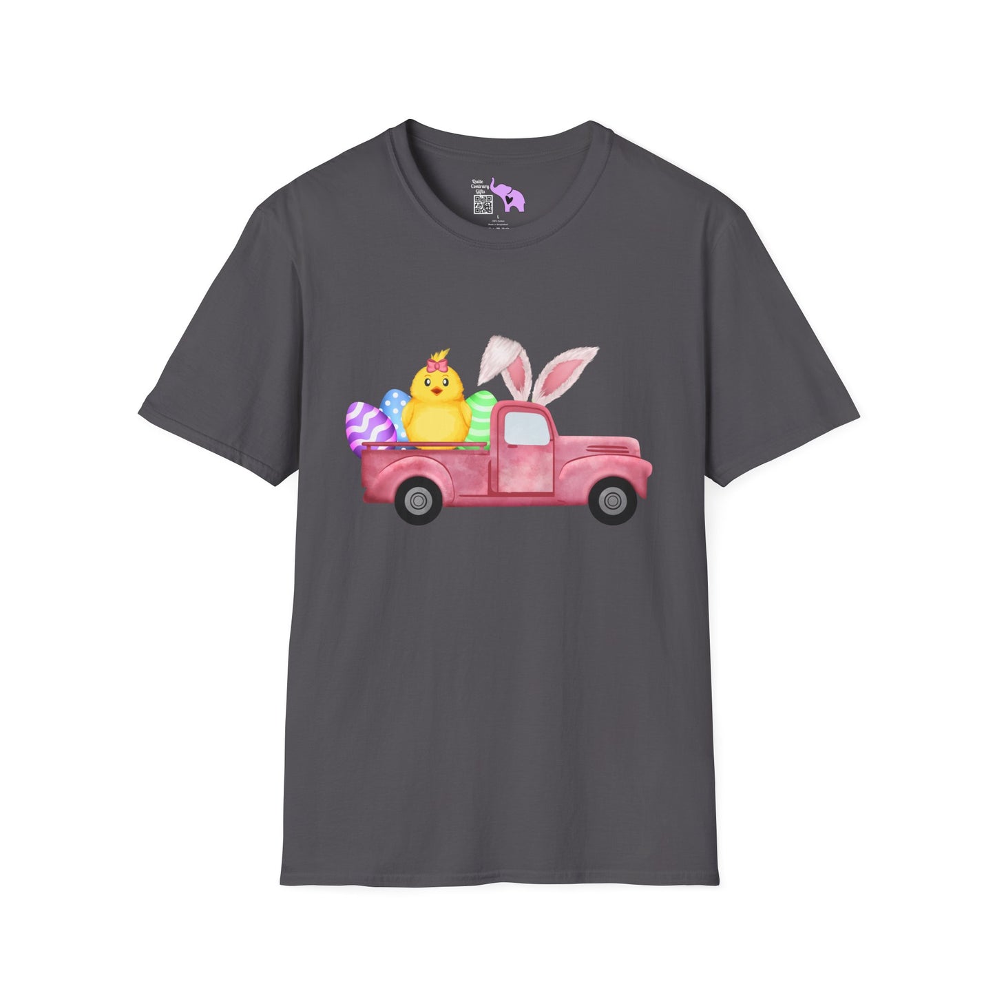 Easter Chick & Eggs In Vintage Truck Adult T-shirt