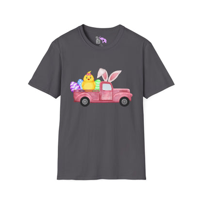 Easter Chick & Eggs In Vintage Truck Adult T-shirt