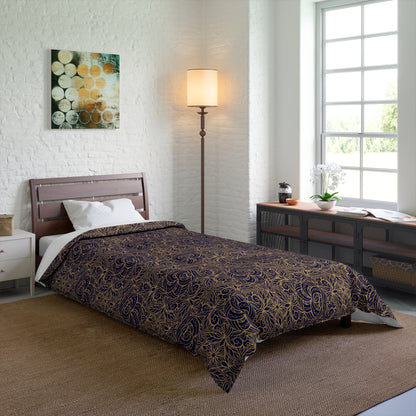 Golden Midnight Radiance Mandala Comforter