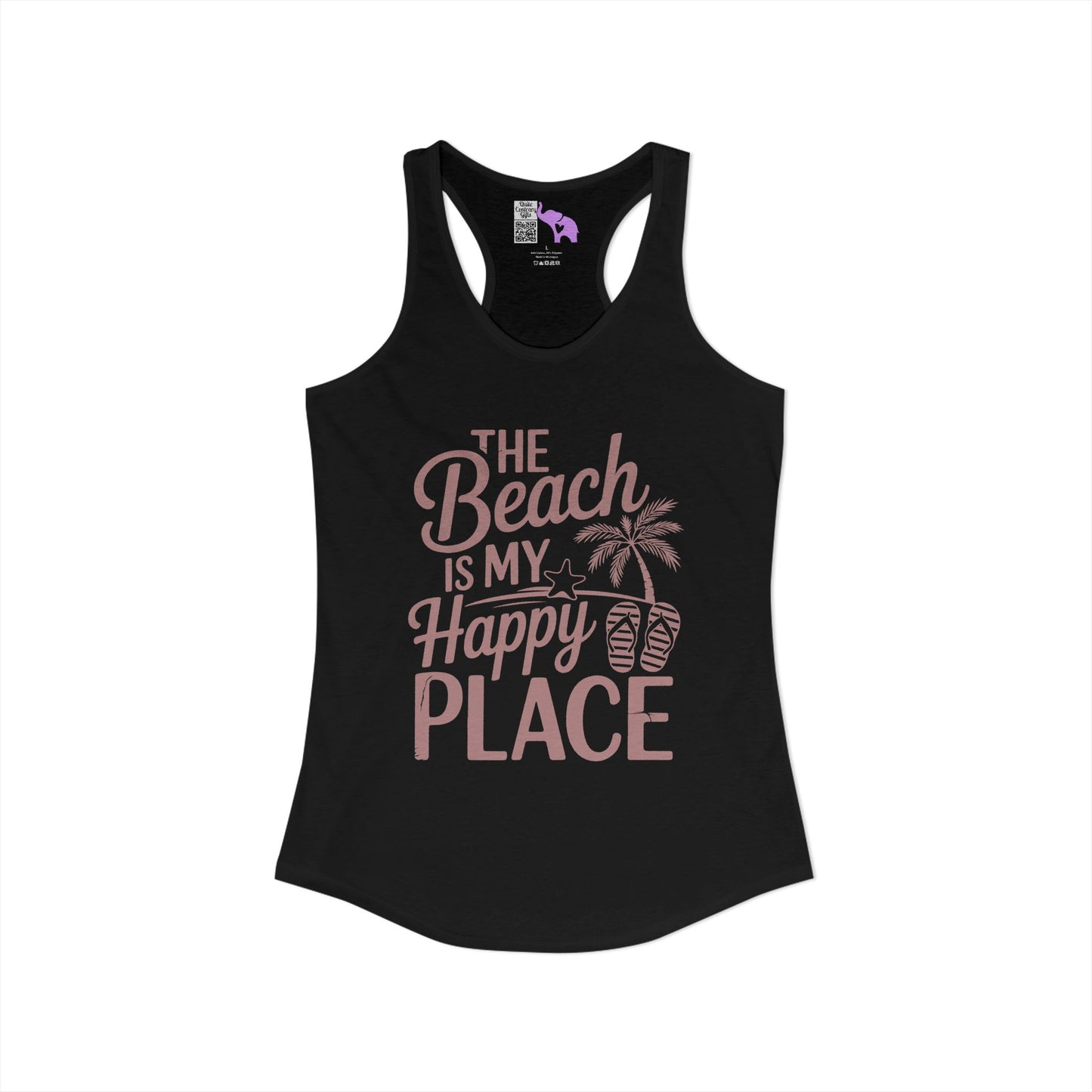 The Beach Is My Happy Place Women's Ideal Racerback Tank