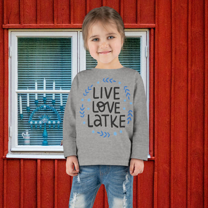 Hanukkah Live Love Latke Toddler Long Sleeve Tee