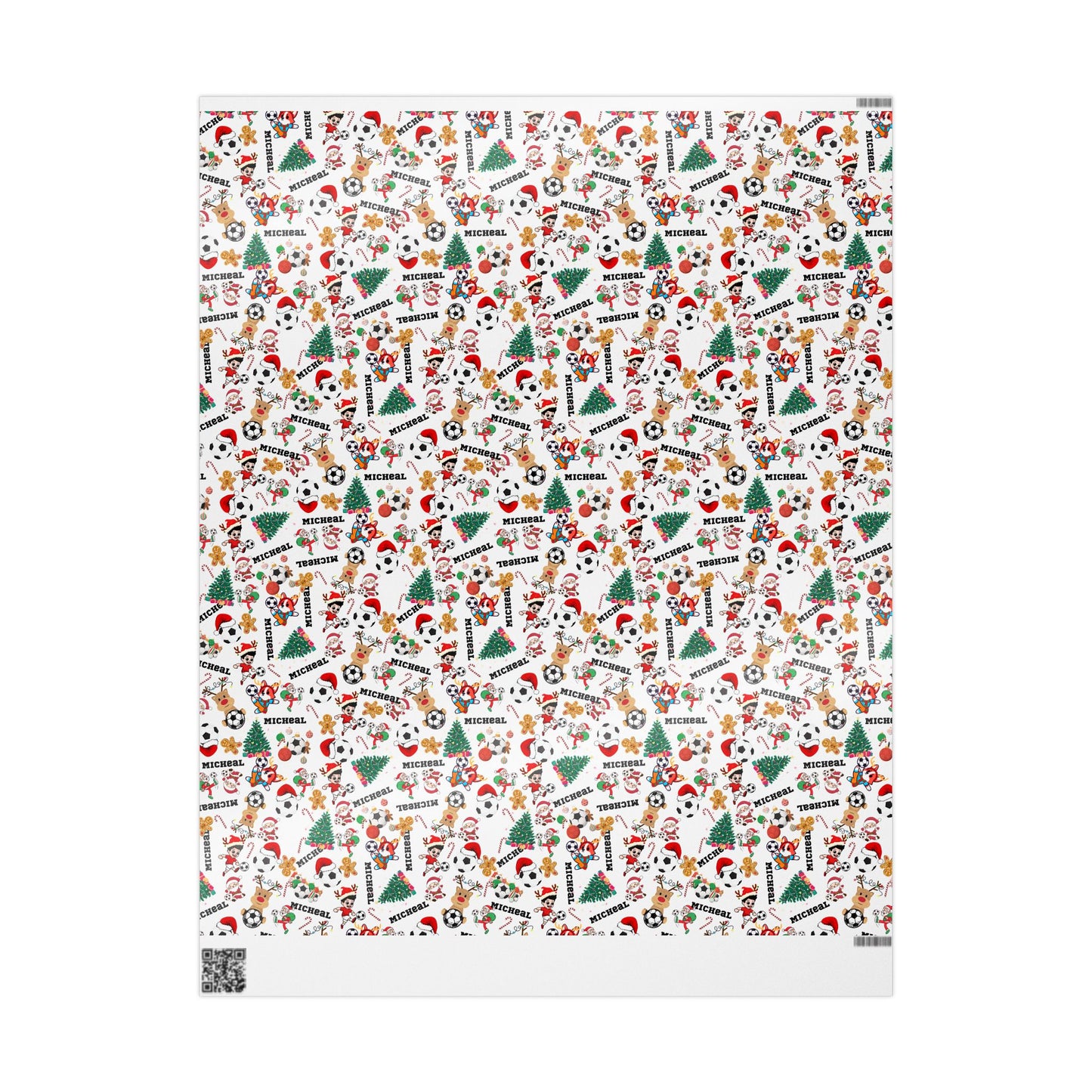 Christmas Soccer Custom Name Wrapping Paper (Micheal)
