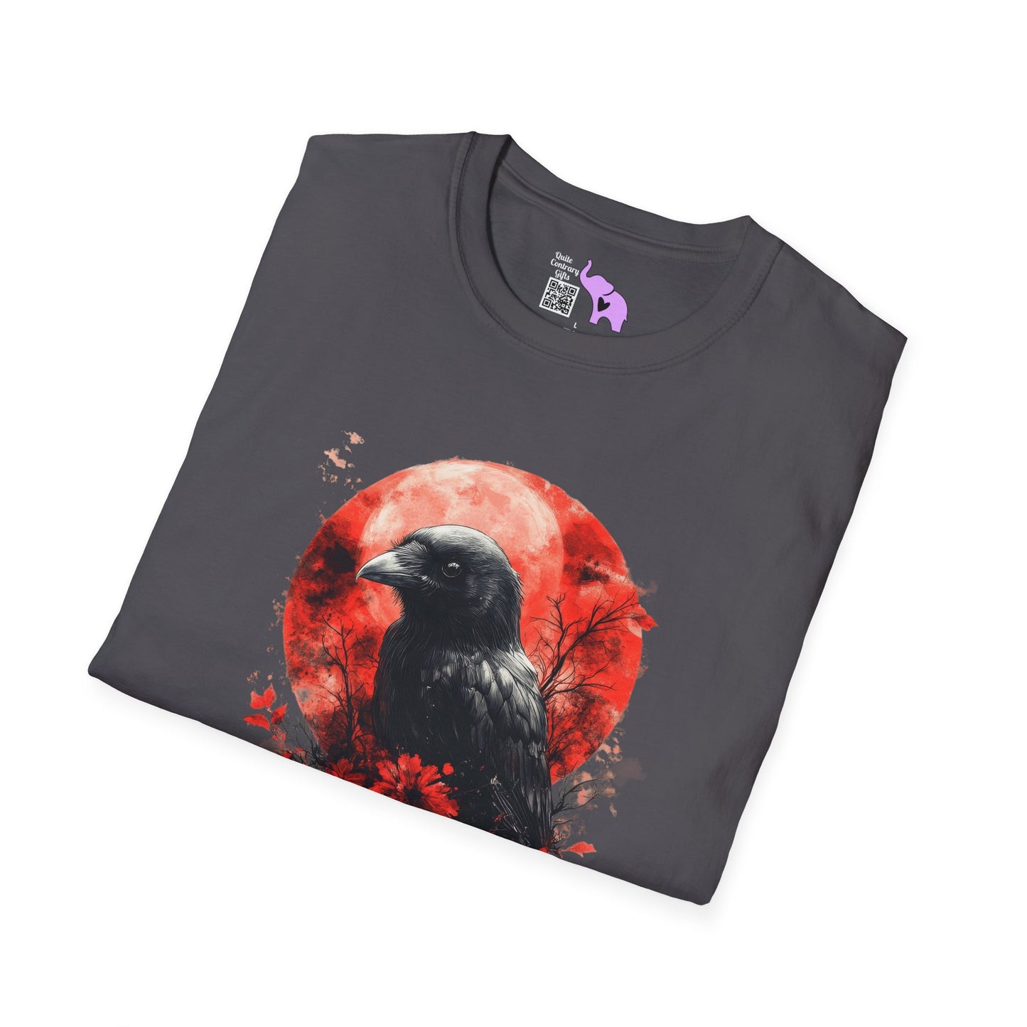 Creepy Raven with Full Moon Adult T-shirt