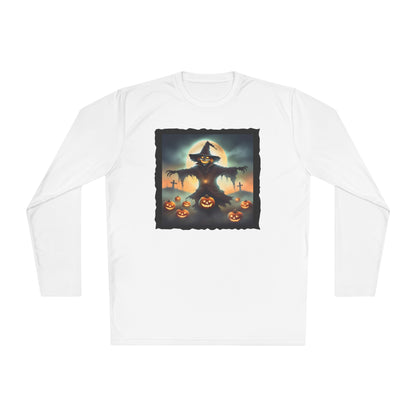 Halloween Scarecrow w/Pumpkins 2 Adult Long Sleeve Tee