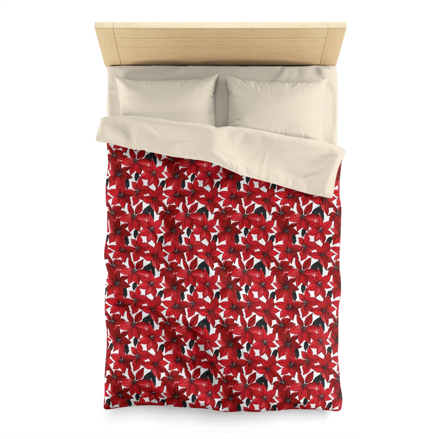 Inked Poinsettias Microfiber Duvet Cover