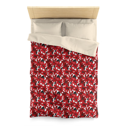 Inked Poinsettias Microfiber Duvet Cover