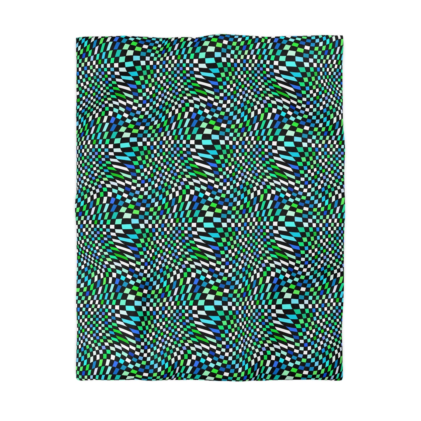 Warped Green Checkered Duvet Bedding Set