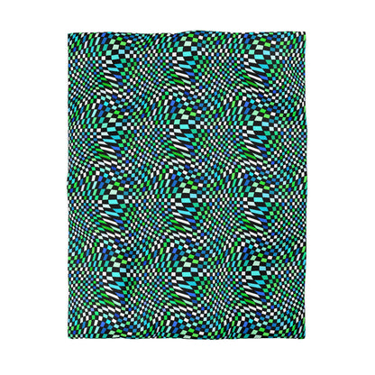 Warped Green Checkered Duvet Bedding Set