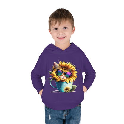 Cool Sunflower Kitten 1 Toddler Pullover Fleece Hoodie