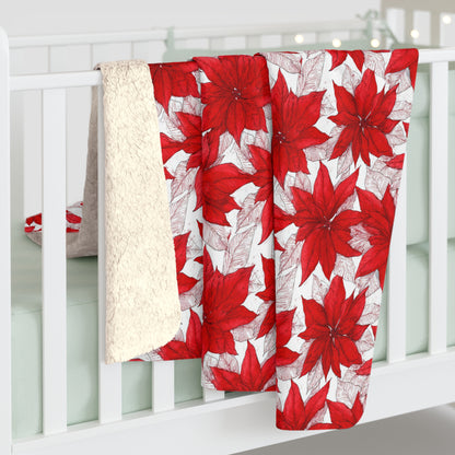 Christmas Blossom Sketch Fleece Blanket