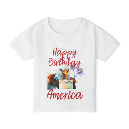 Happy Birthday America (Eagle Eating Cake) Heavy Cotton™ Toddler T-shirt