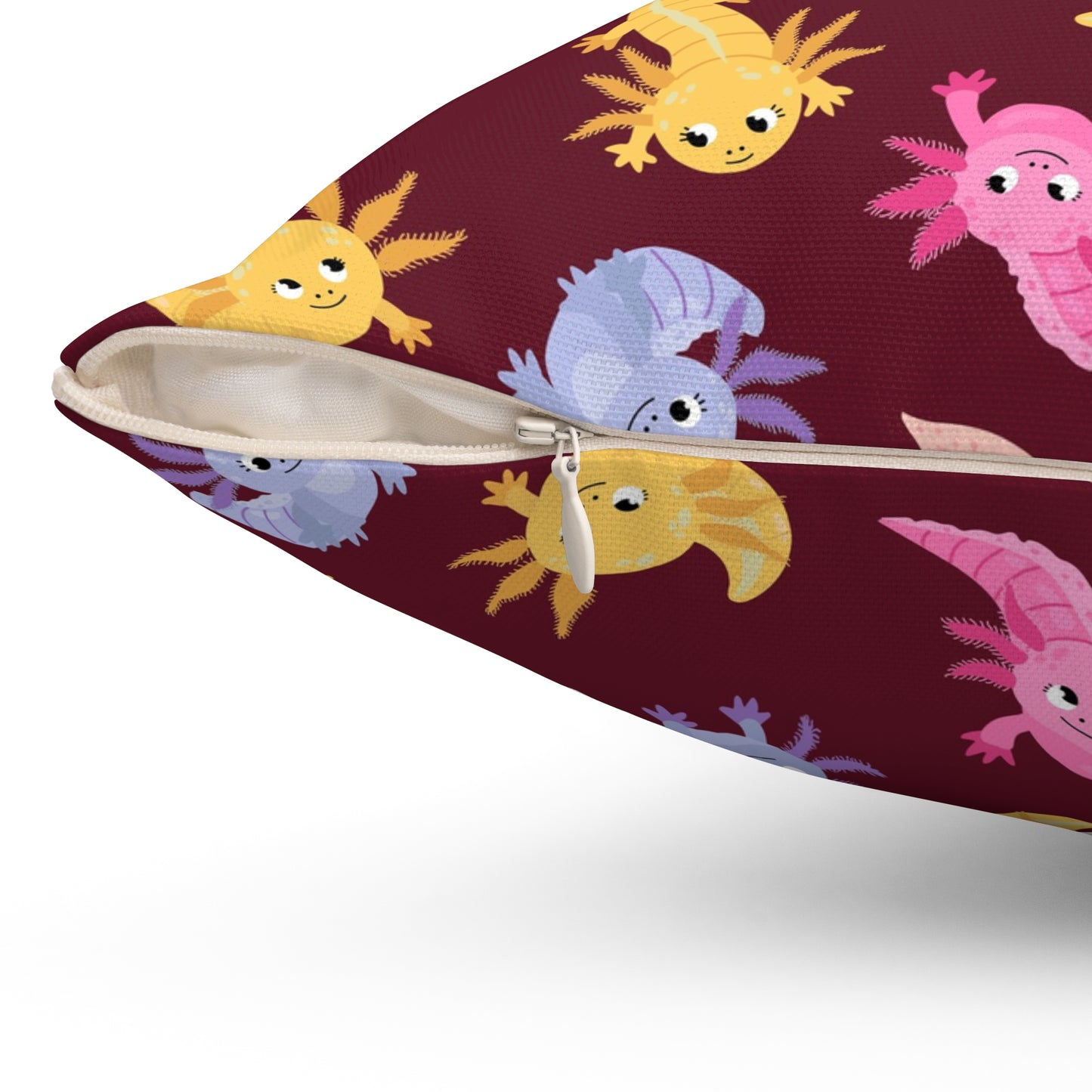 Crimson Axolotls Throw Pillow