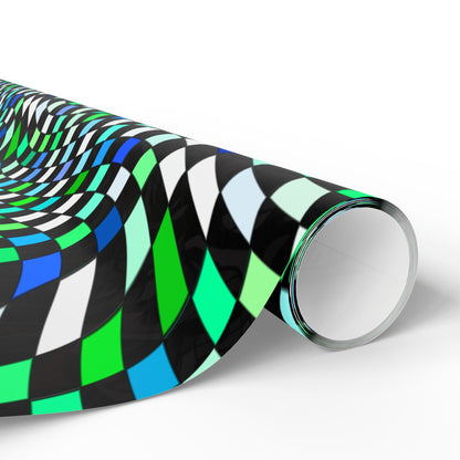 Warped Green Checkered Wrapping Paper