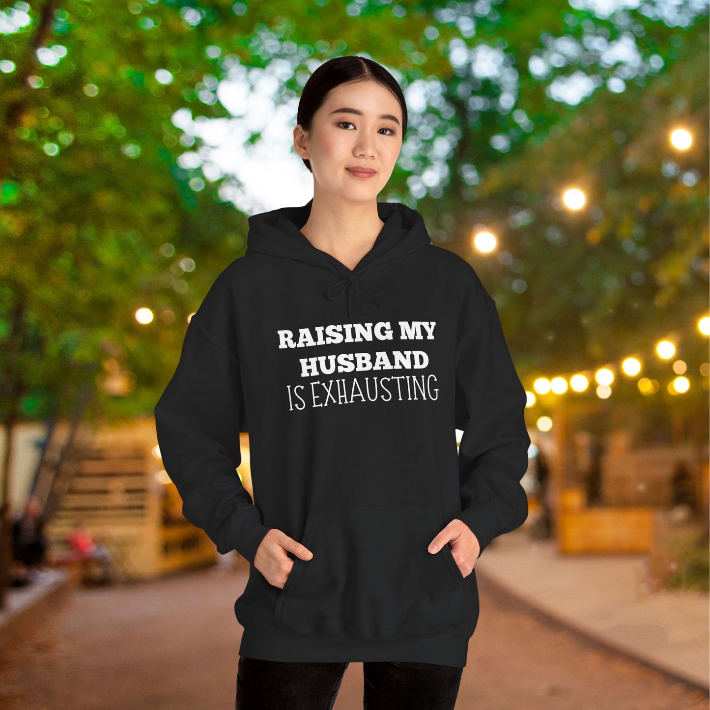 Raising My Husband is Exhausting Heavy Blend™ Hooded Sweatshirt