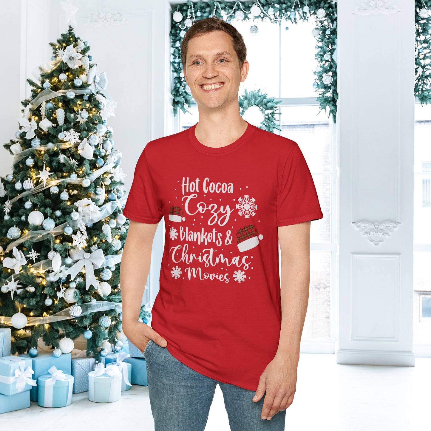 Hot Cocoa, Cozy Blankets & Christmas Movies Adult T-shirt