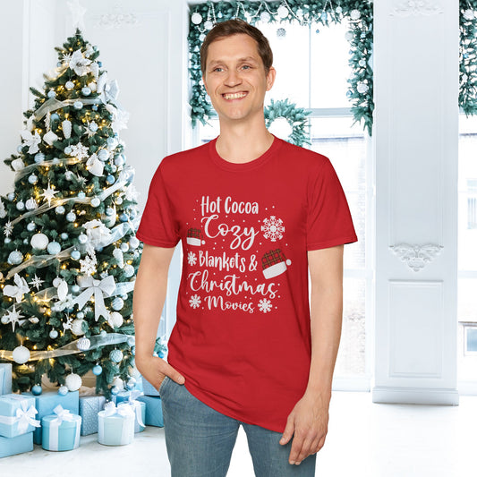 Hot Cocoa, Cozy Blankets & Christmas Movies Adult T-shirt