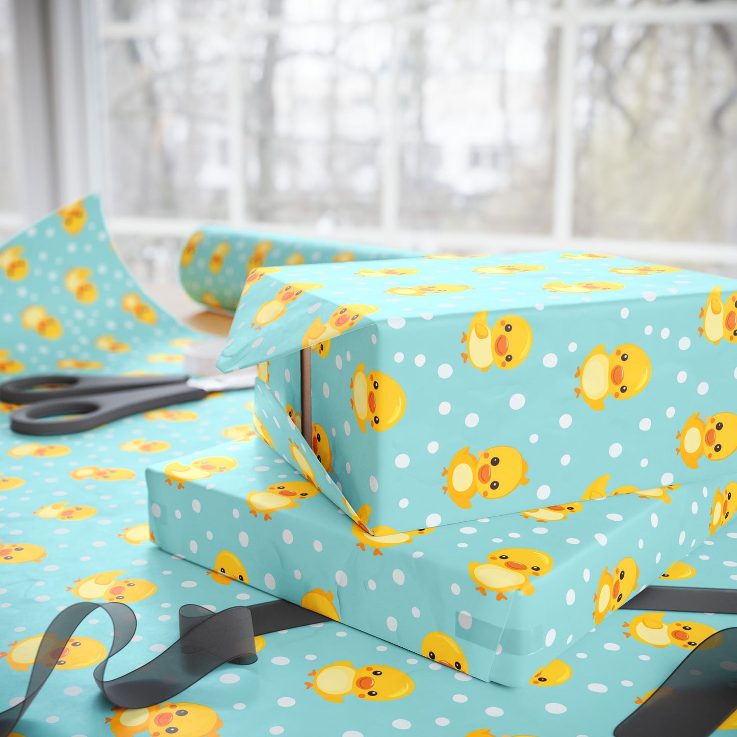 Ducky Dot Parade Wrapping Paper