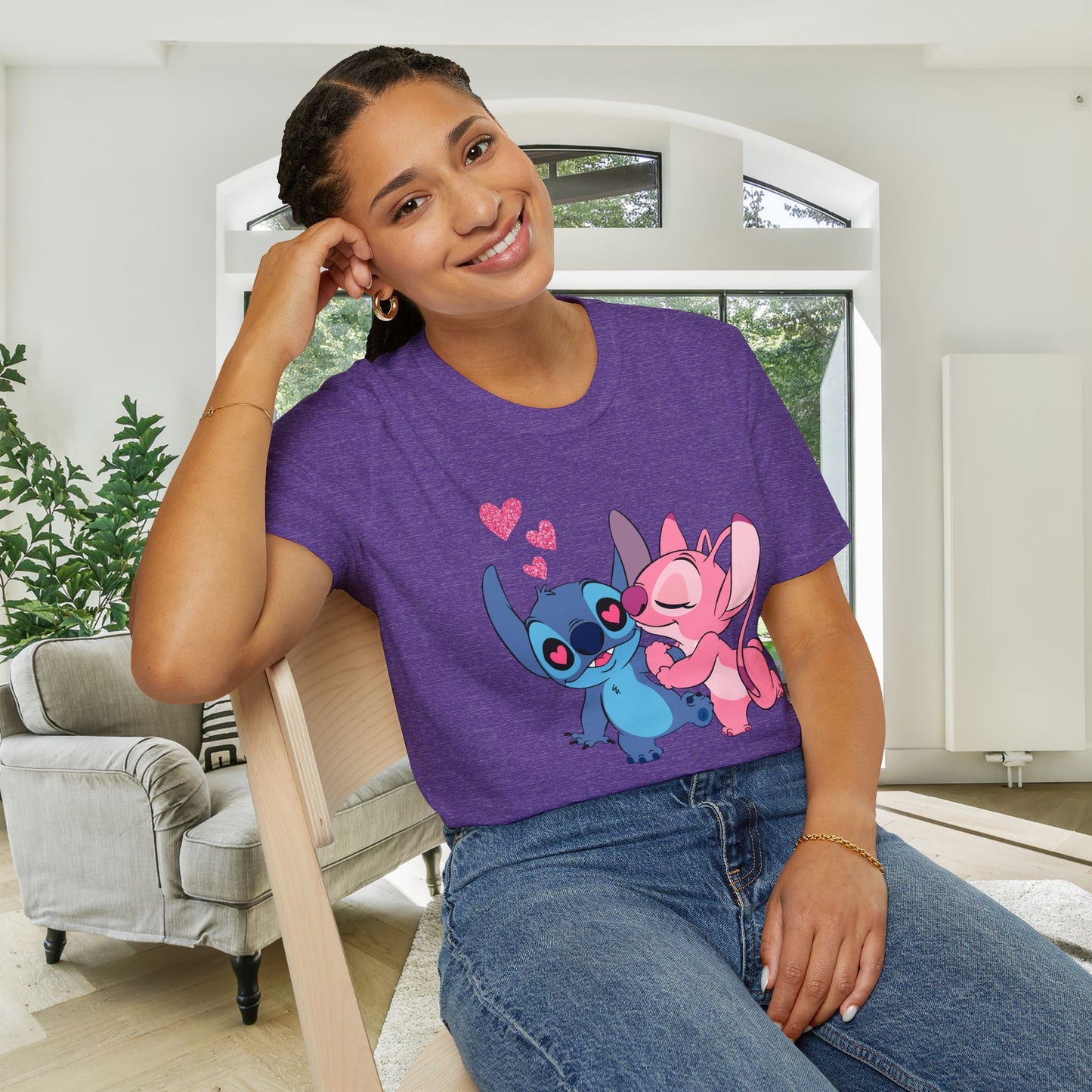 Valentine Stitch Kisses Adult Unisex Tshirt