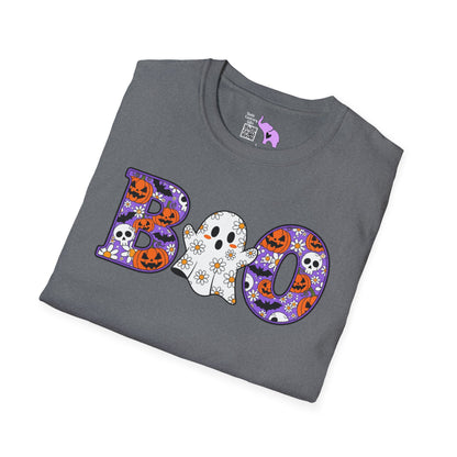 Cute Floral Boo w/Ghost Adult T-shirt