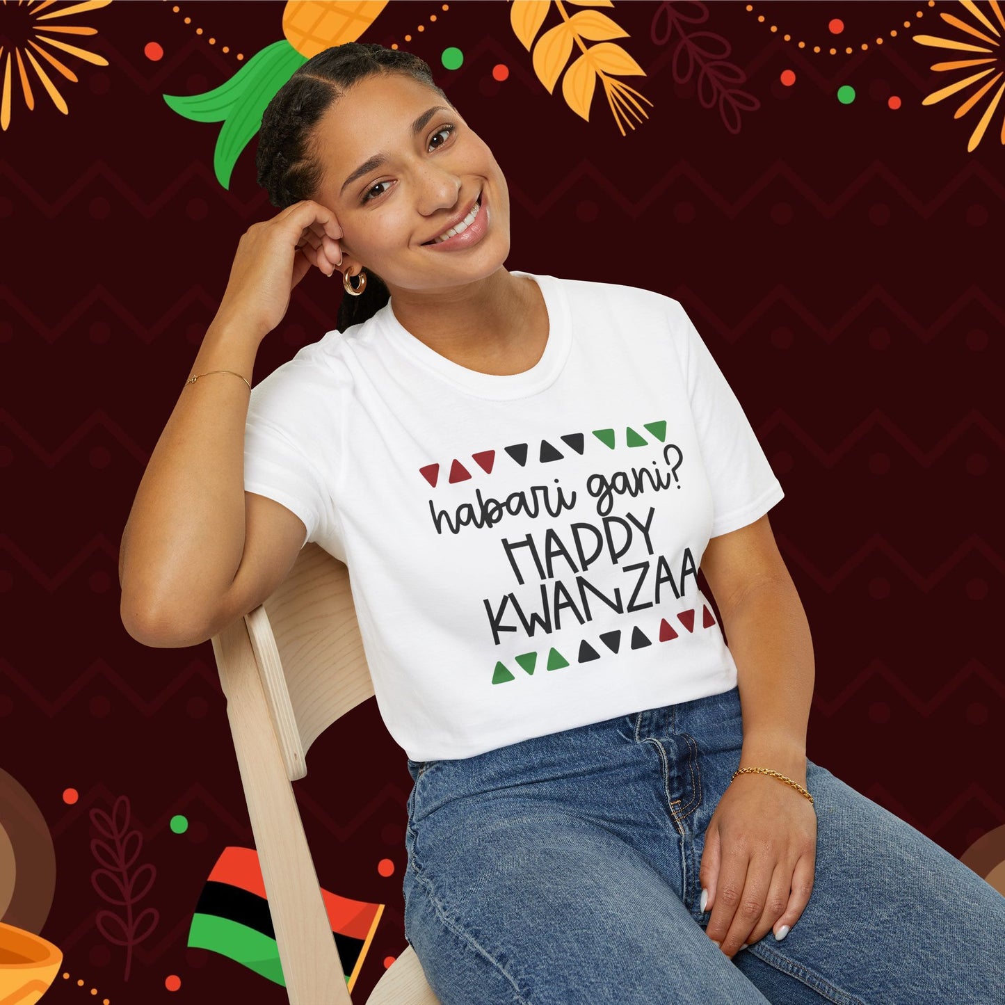 Habari Gani? Happy Kwanzaa Adult T-shirt