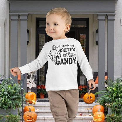 Will Trade My Sister For Candy (Ghost) Toddler Long Sleeve Tee