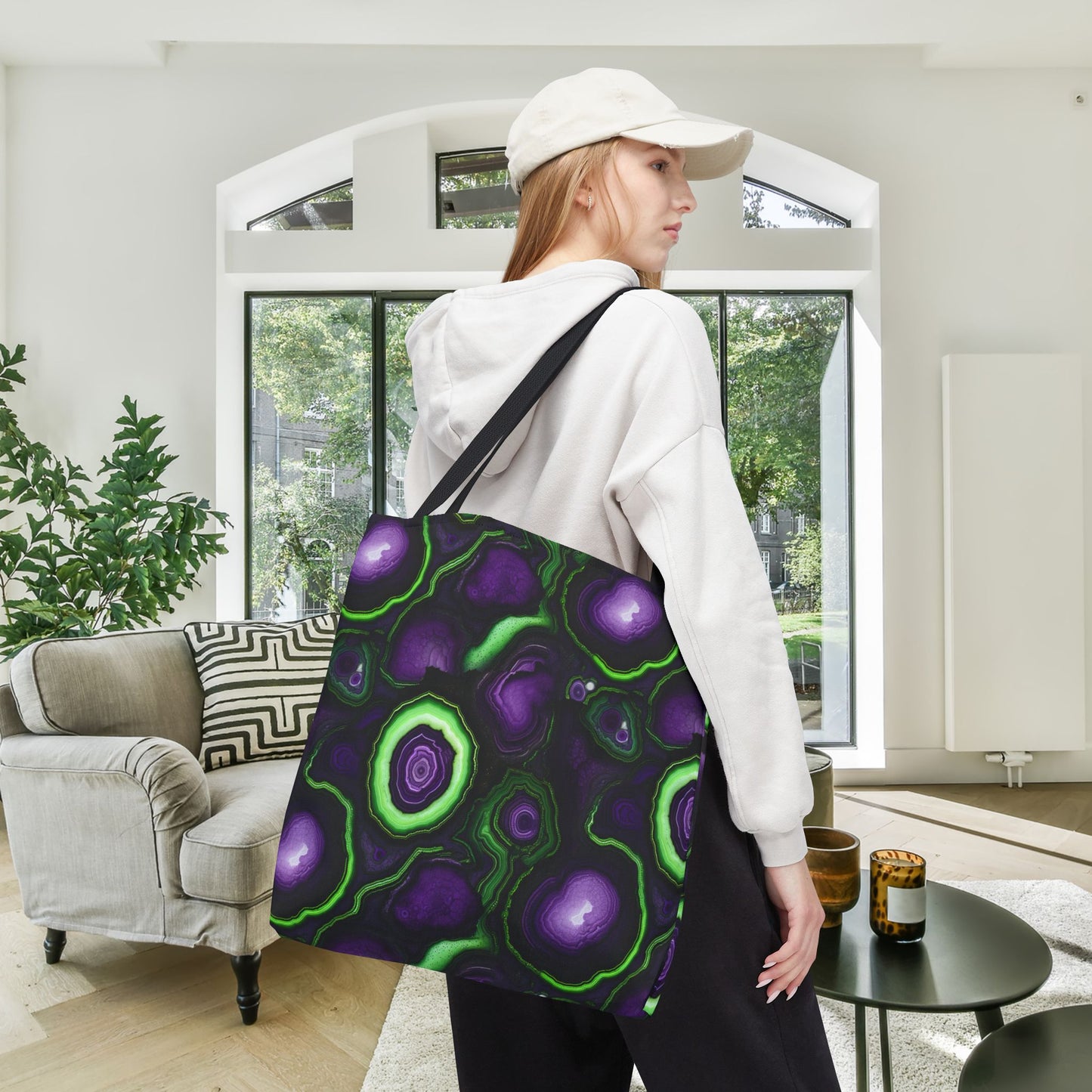 Amethyst & Lime Fracture Canvas Tote Bag