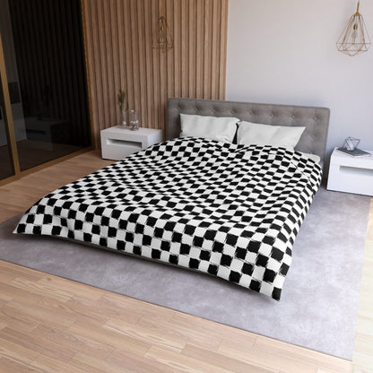 Distorted Check Microfiber Duvet Cover
