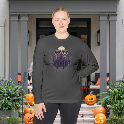 Owls with Full Moon Adult Long Sleeve Tee
