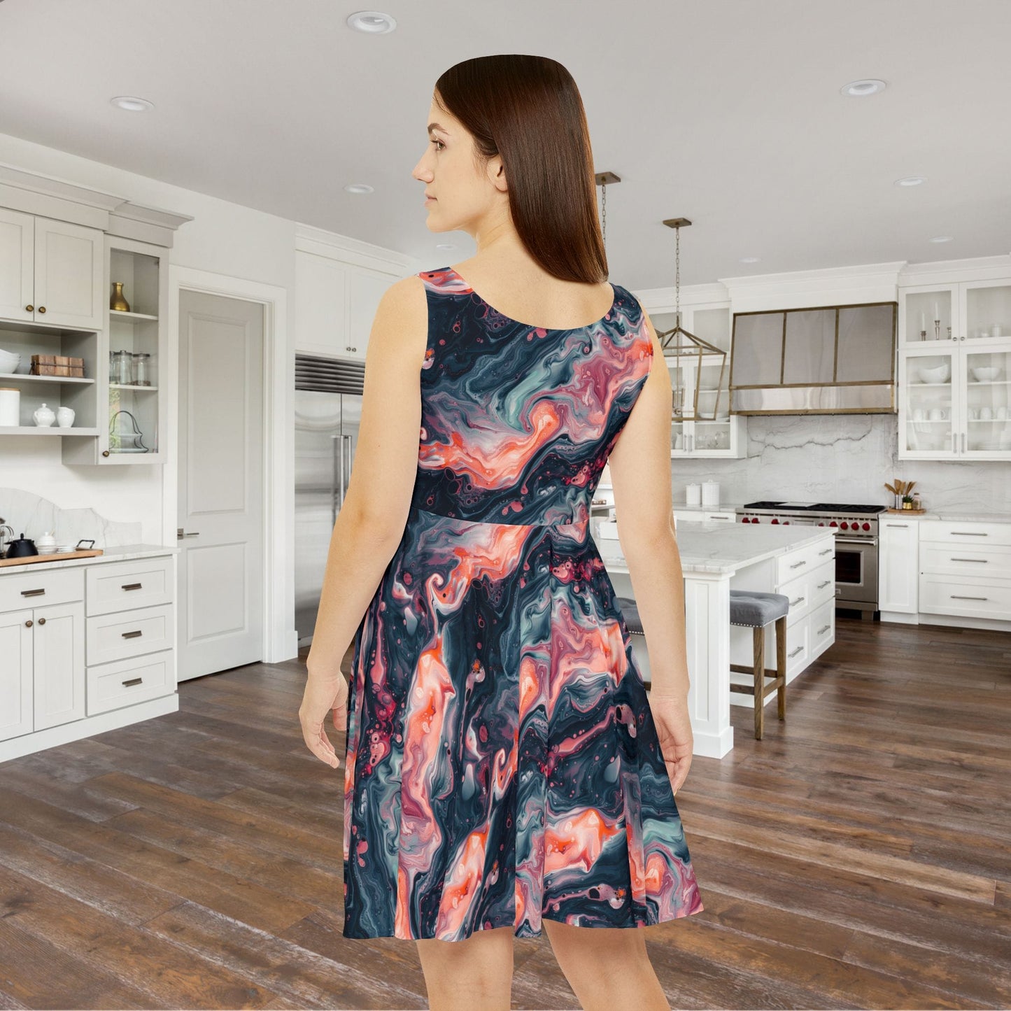 Pink Venom Marble Women's Skater Dress