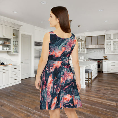 Pink Venom Marble Women's Skater Dress