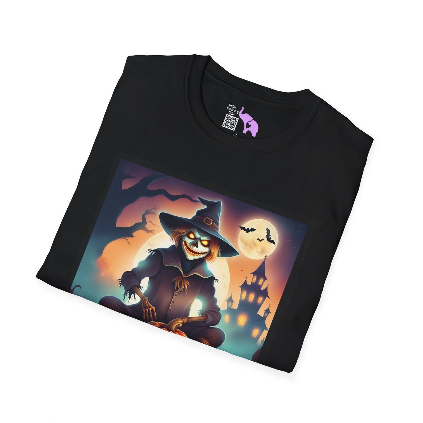 Halloween Scarecrow w/Pumpkins Adult T-shirt