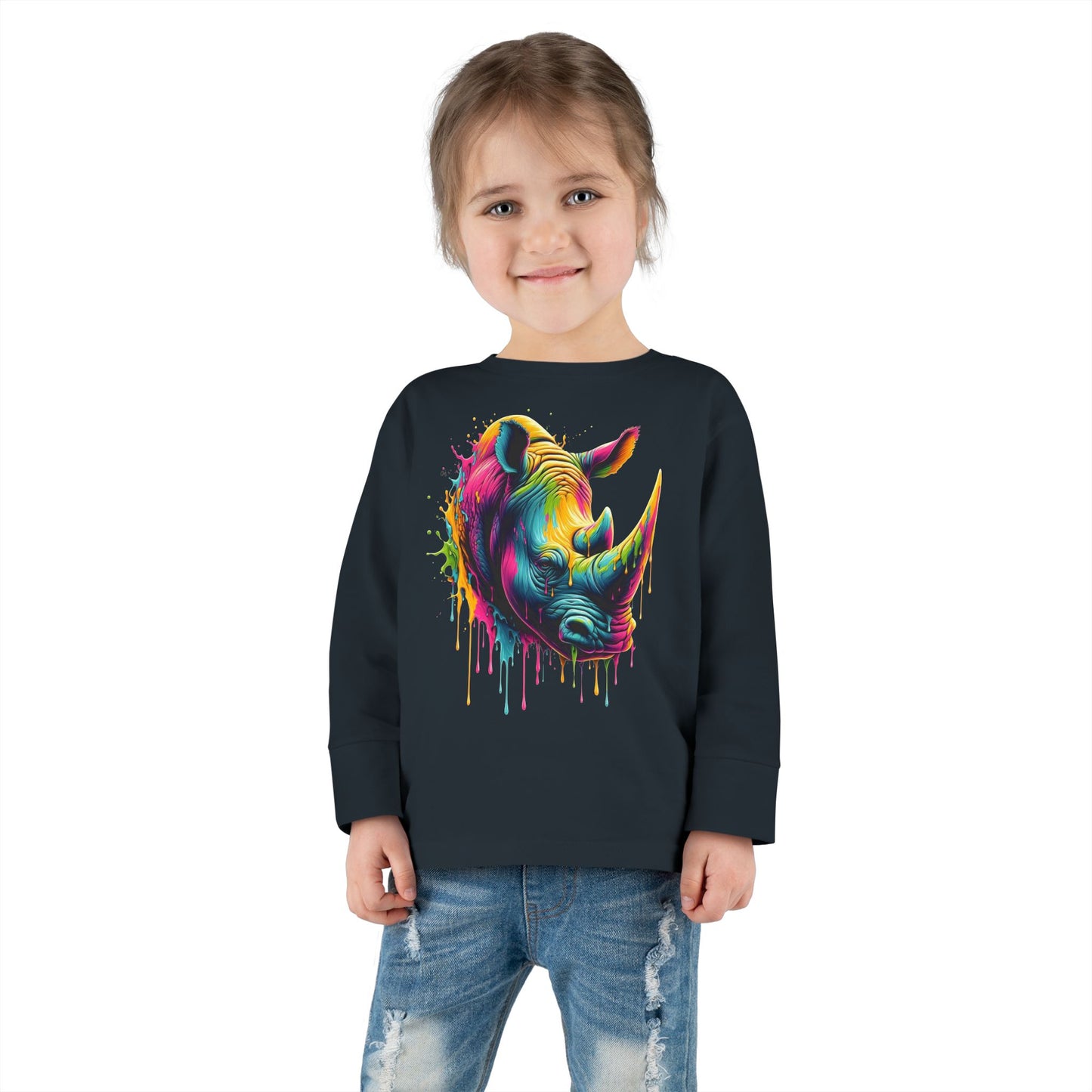 Colorful Rhino Toddler Long Sleeve Tee