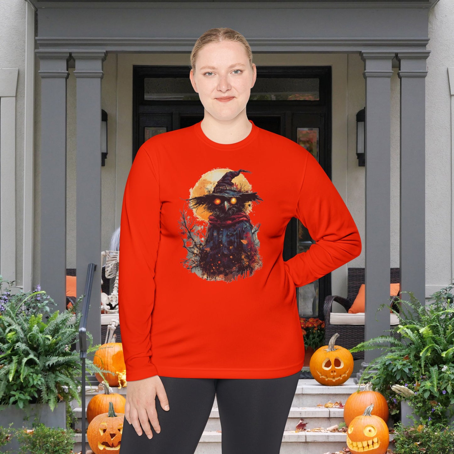 Halloween Scarecrow Adult Long Sleeve Tee