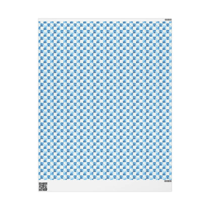Cozy Blue Checkered Wrapping Paper