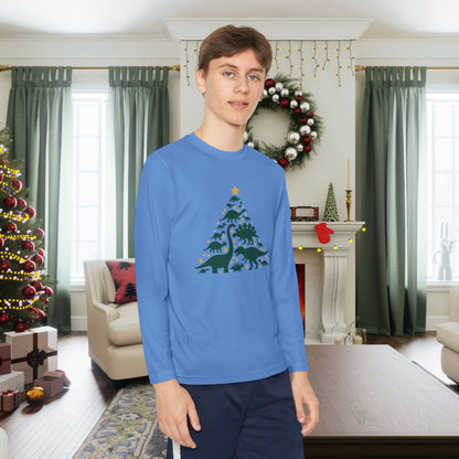 Dinosaur Christmas Tree Youth Long Sleeve Tee