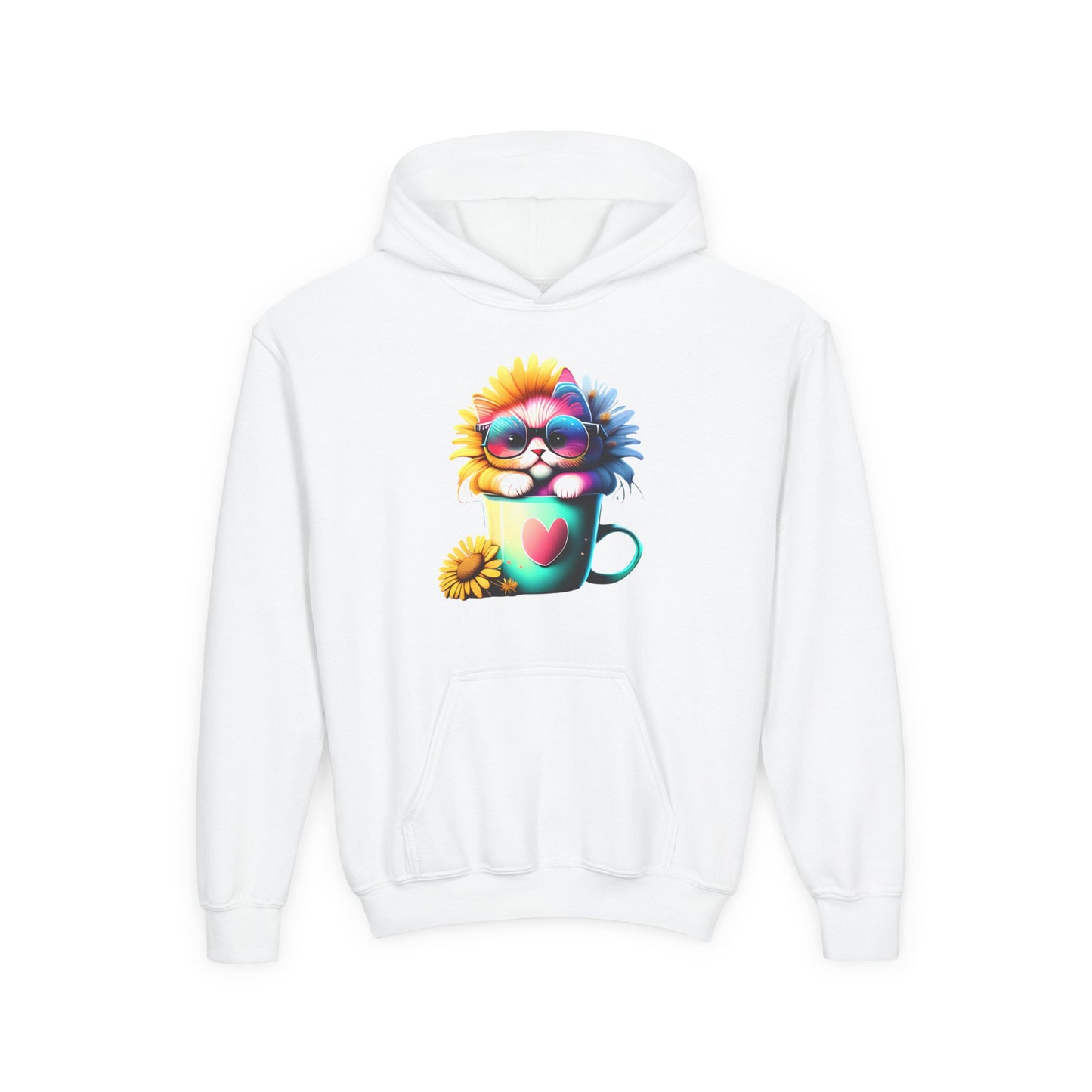 Cool Sunflower Kitten 2 Youth Hoodie