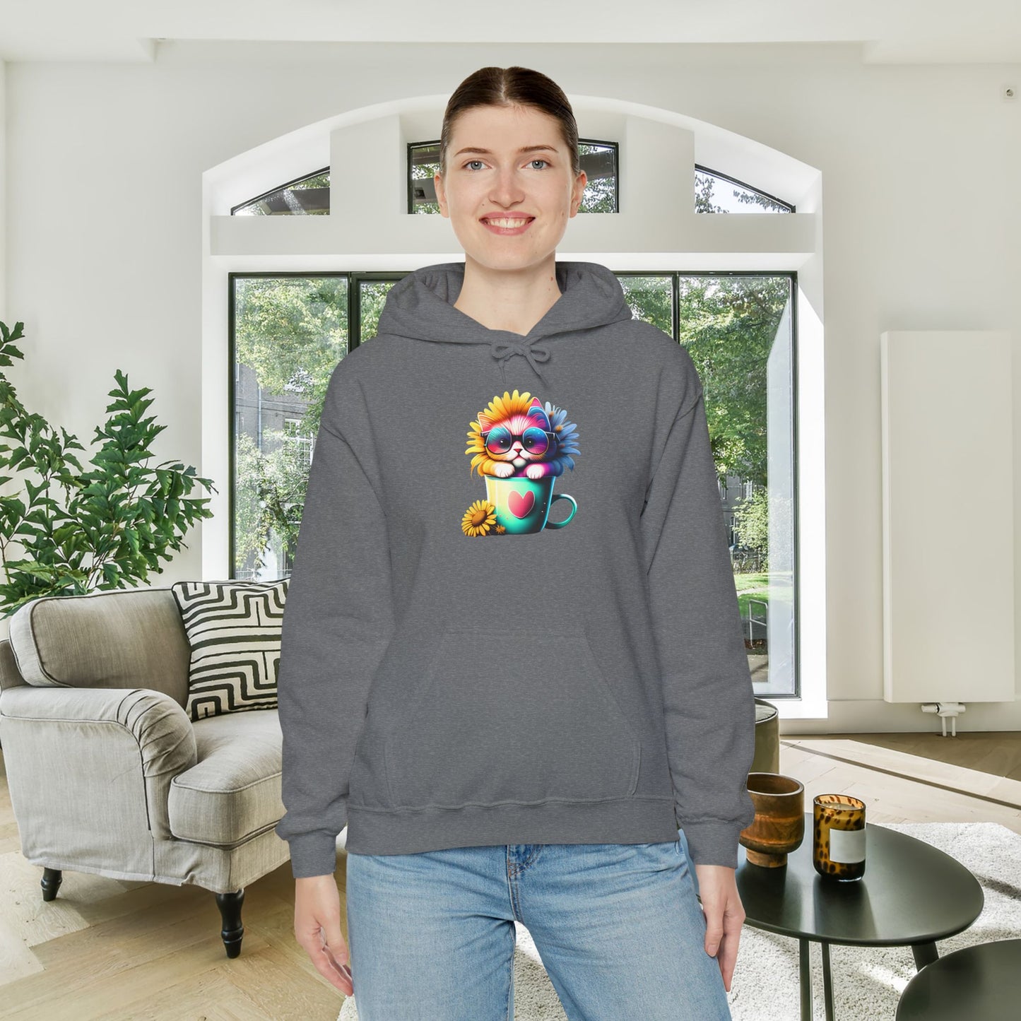 Cute Sunflower Kitten Heavy Blend™ Hooded Sweatshirt