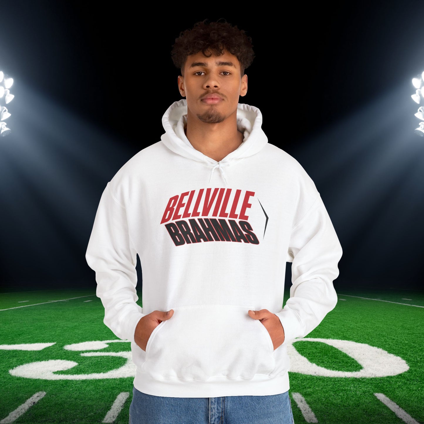 Bellville Brahmas (Angled) Adult Heavy Blend™ Hooded Sweatshirt