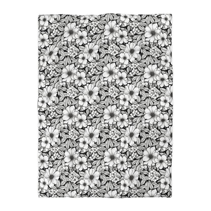 Black & White Forget-Me-Nots Microfiber Duvet Cover