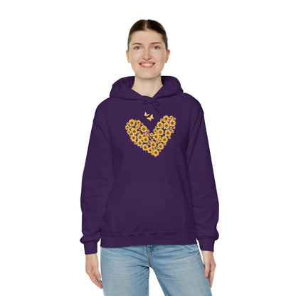 Sunflower Heart & Butterflies Heavy Blend™ Hooded Sweatshirt