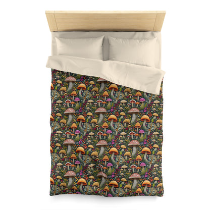 Whimsical Woodland Mushrooms Microfiber Duvet Cover