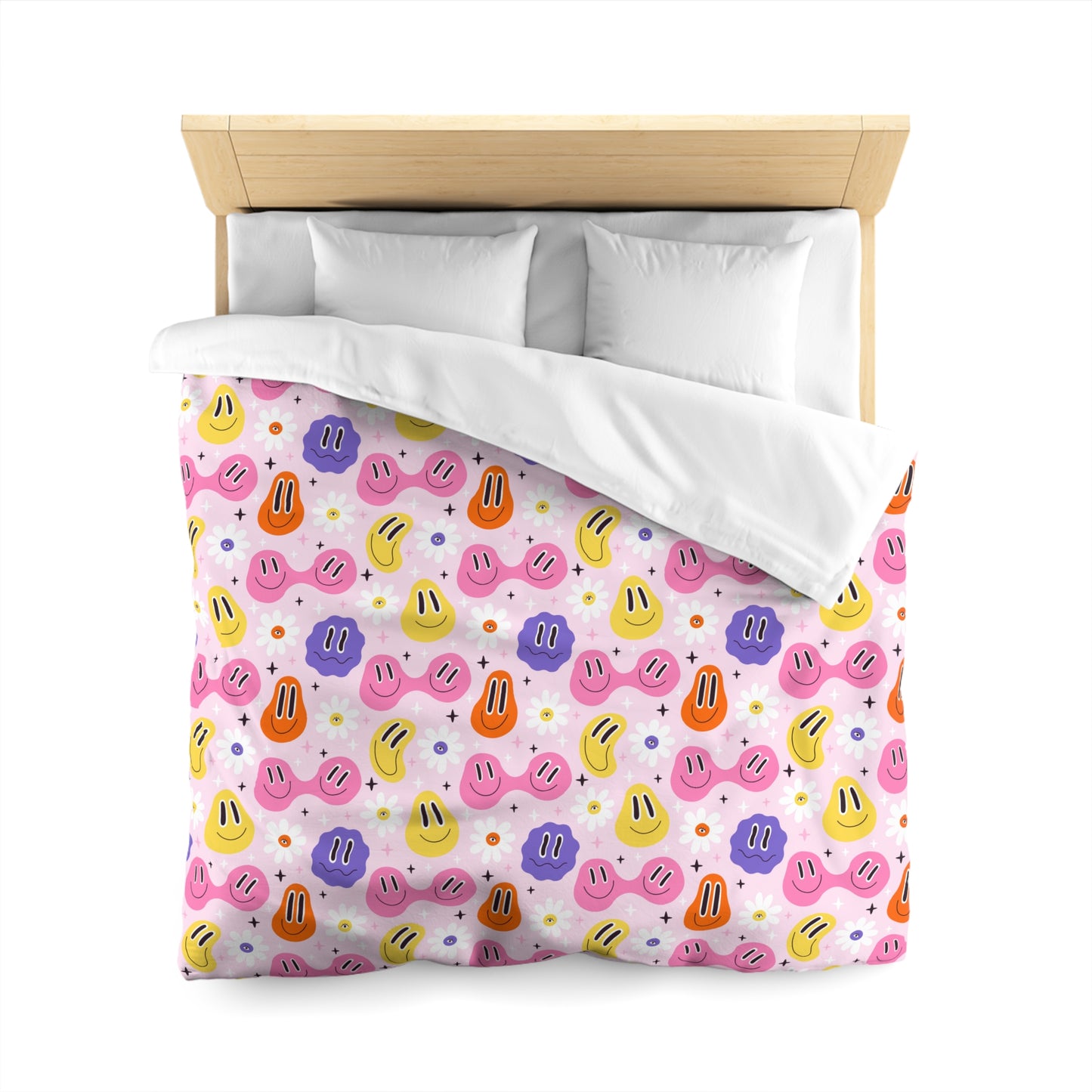 Whimsical Smiley Faces Microfiber Duvet Cover